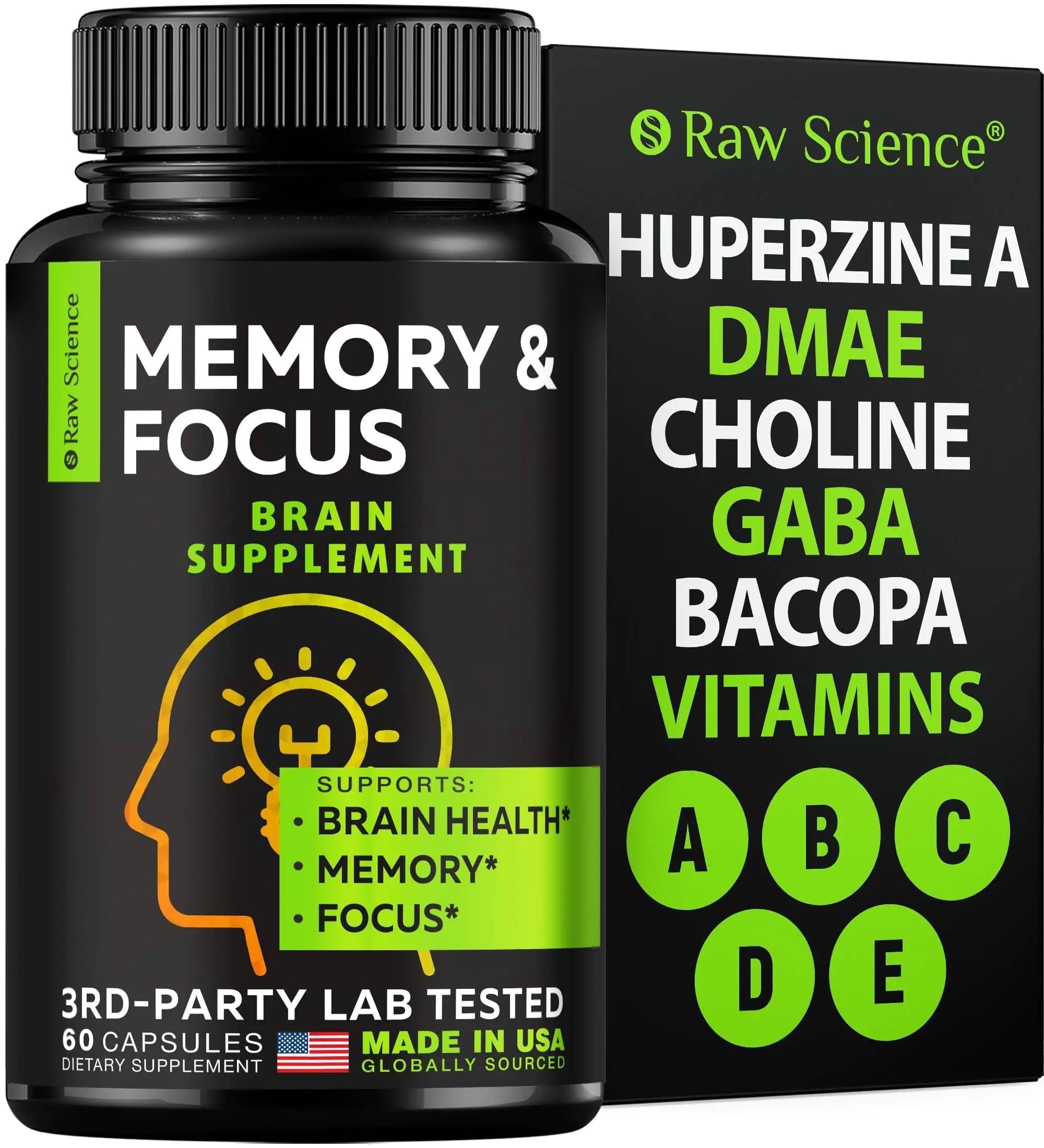 Nootropics Brain Supplements for Memory Focus with Huperzine 60 Capsules