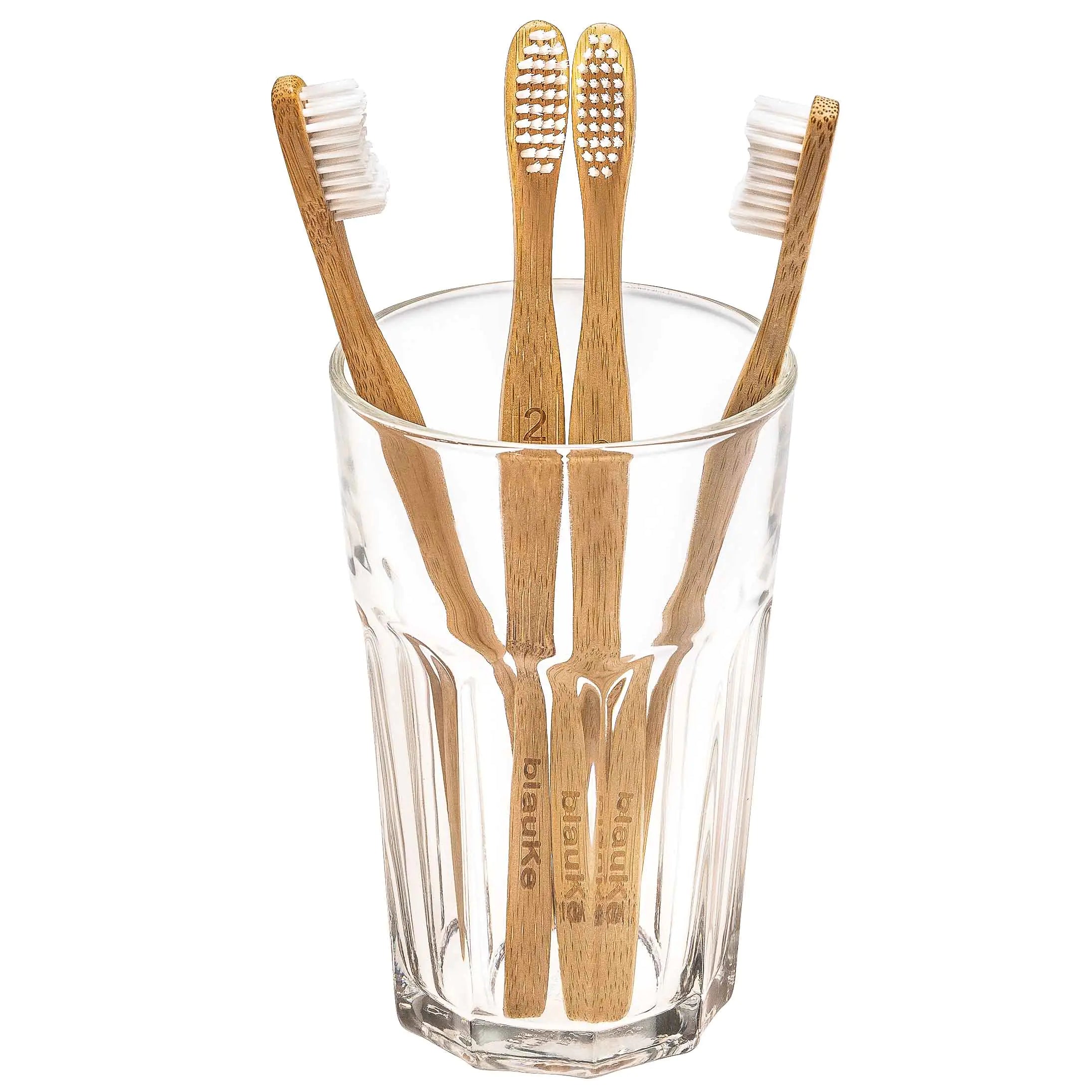 Bamboo Toothbrush Set 4-Pack - Bamboo Toothbrushes with Medium Bristles for Adults - Eco-Friendly, Biodegradable, Natural Wooden Toothbrushes