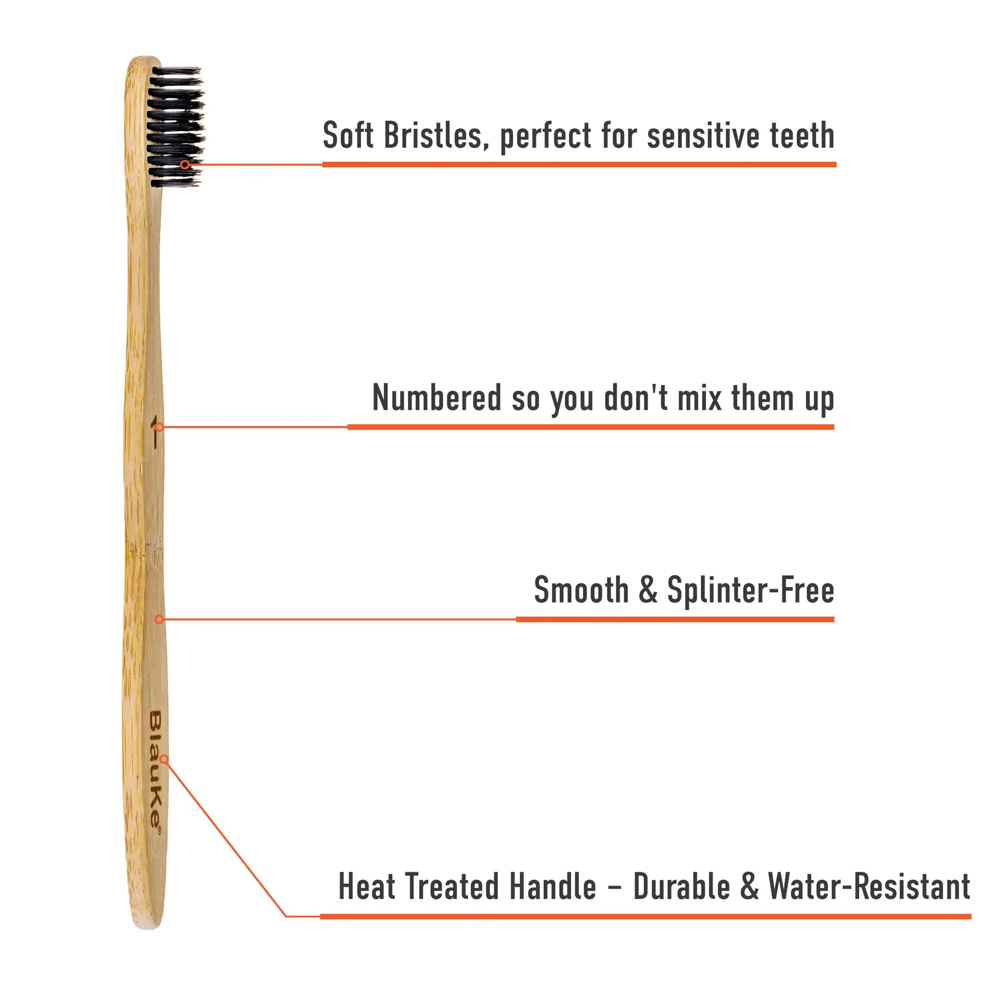 Bamboo Toothbrush Set 4-Pack - Bamboo Toothbrushes with Soft Bristles for Adults - Eco-Friendly, Biodegradable, Natural Wooden Toothbrushes